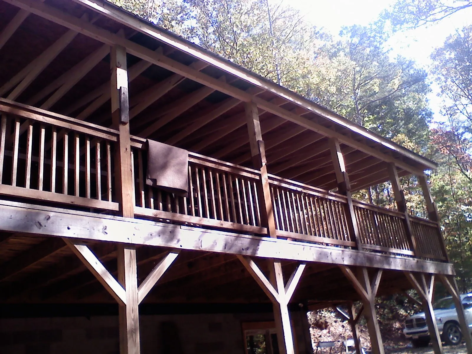 Timber framing under a new elevated porch and deck — Roof Leak Repair in Fredericksburg by Roofing Brothers